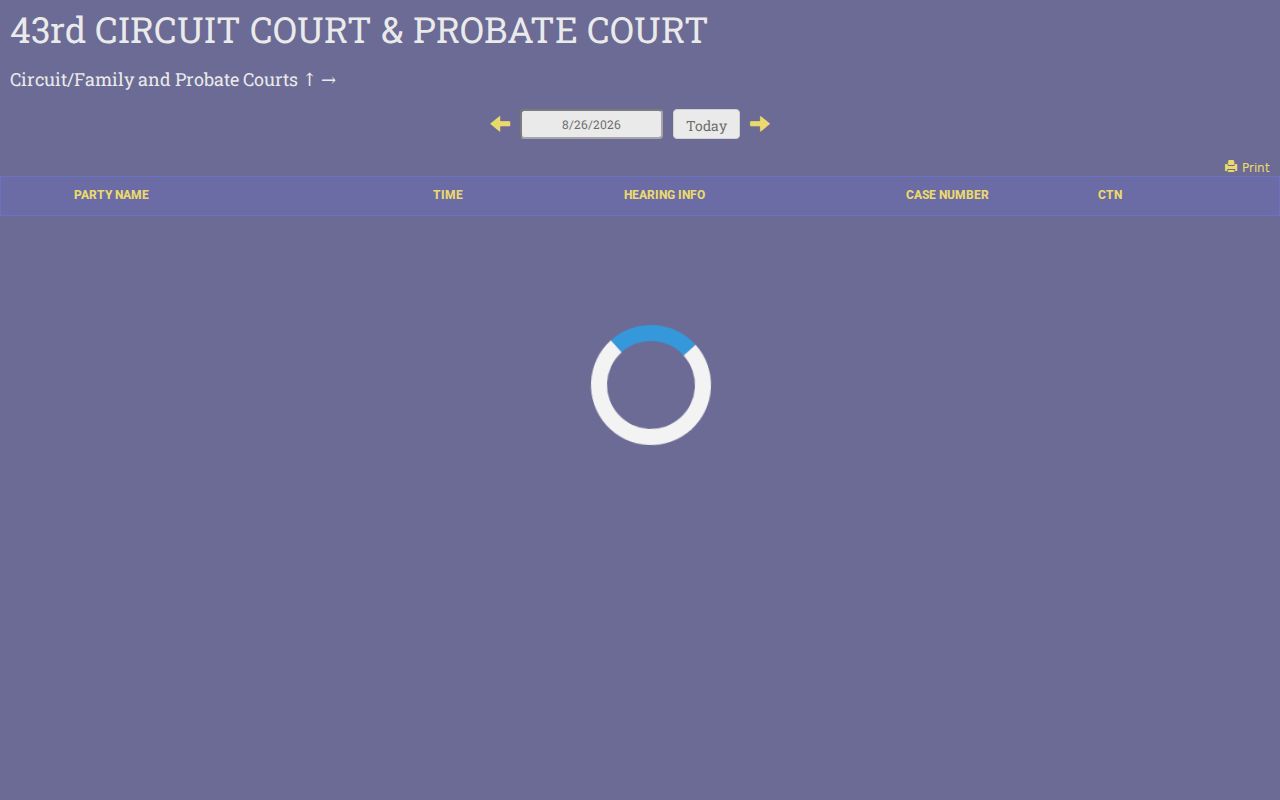 Cass County court dates MiCOURT Circuit and Probate live calendar display