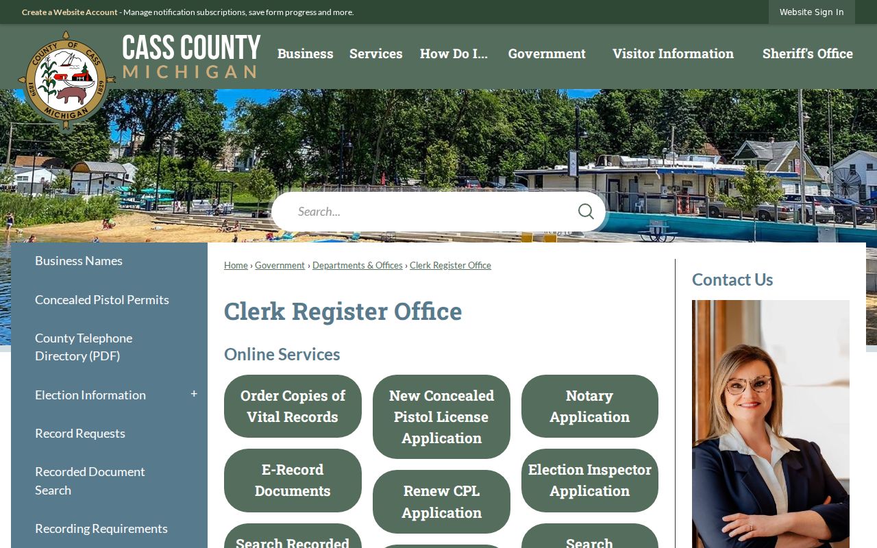 Cass County civil docket Clerk Register records office